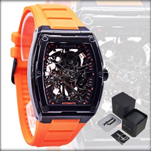 POLICE Original Jam Tangan Analog Pria PEWJR0005901 Automatic ORANGE