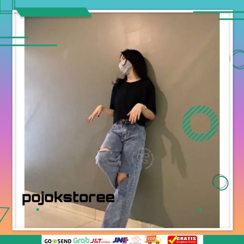 CELANA KULOT SPECIAL EDITION TERMURAH KEREN /HIGHWAIST KULOT JEANS SOBEK LUTUT LOOSE WANITA SNOW JEA