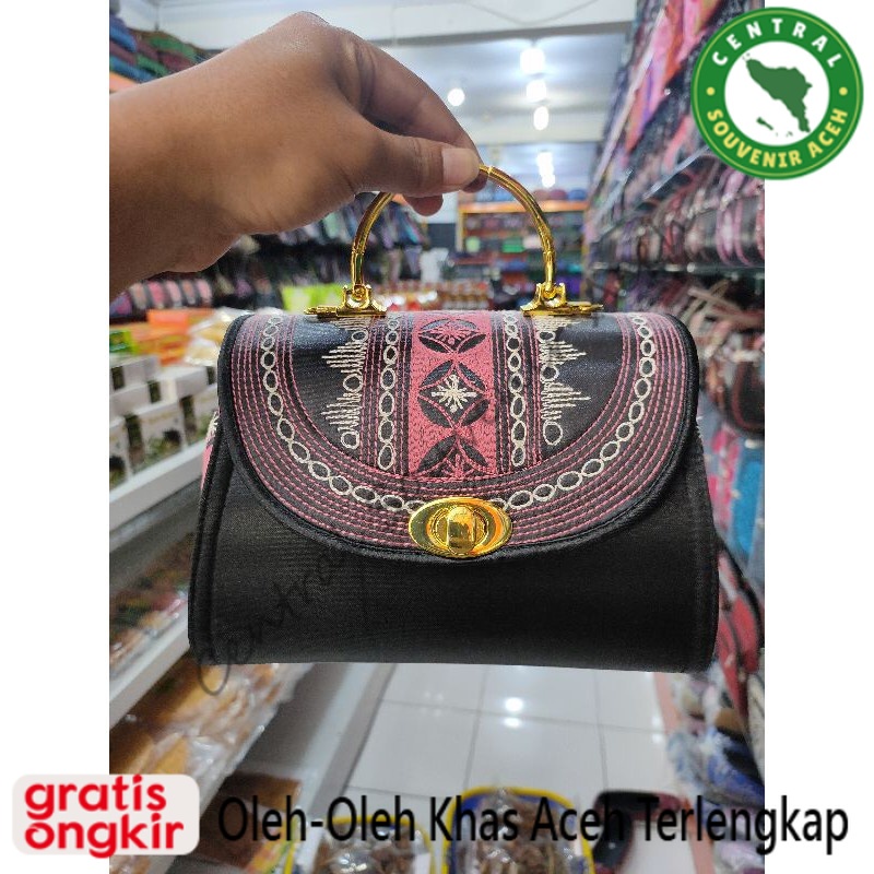 Tas etnik khas Aceh | tas selempang cewek motif kerawang Aceh