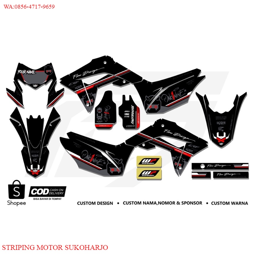 PREMIUM STIKER DECAL HONDA CRF 150L HITAM DECAL SUPERMOTO CRF 150L