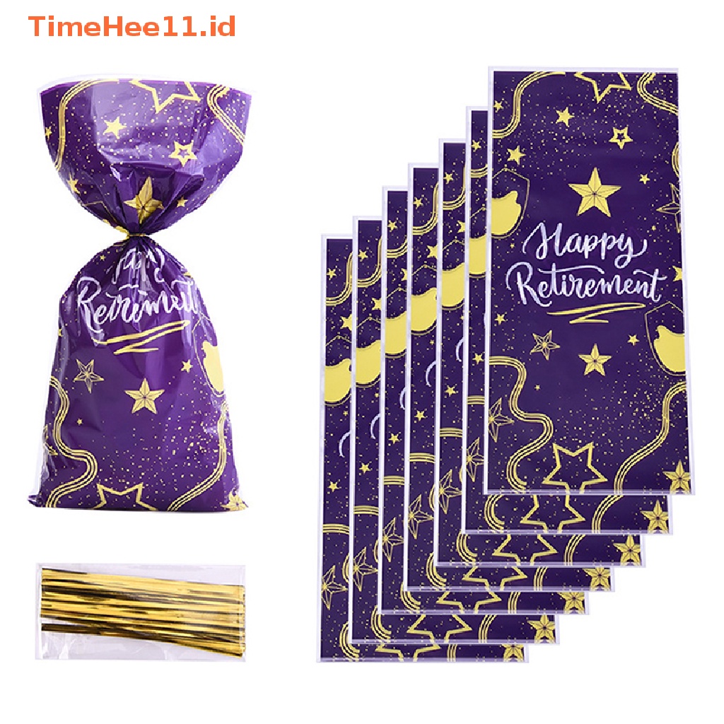 Timehee 50Pcs Candy Bag Plastik Eid Mubarak Dengan Twist Ties Ramadan Kareem Cookie Bags ID