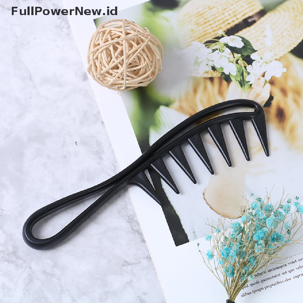 Power Shark Jumbo Wide Tooth Black Handle Grip Sisir Rambut Pria Hairdressing Teeth Comb ID