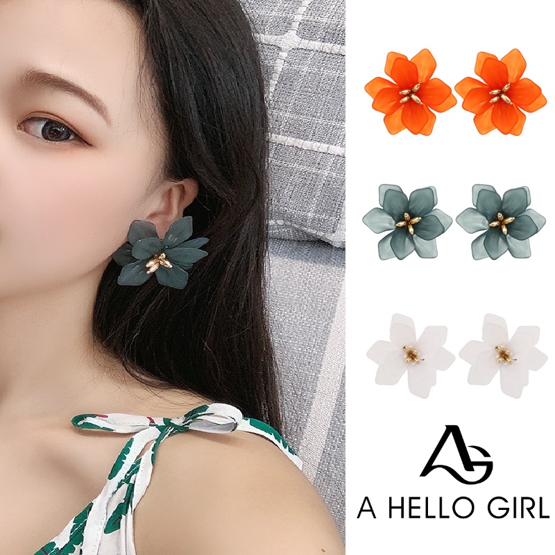 Anting Tusuk Bentuk Kelopak Bunga Besar Gaya Bohemia Trendy Untuk Wanita