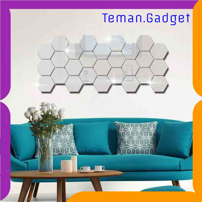 TG -  ART Stiker Dekorasi Dinding Hexagon Mirror Acrylic 7 PCS