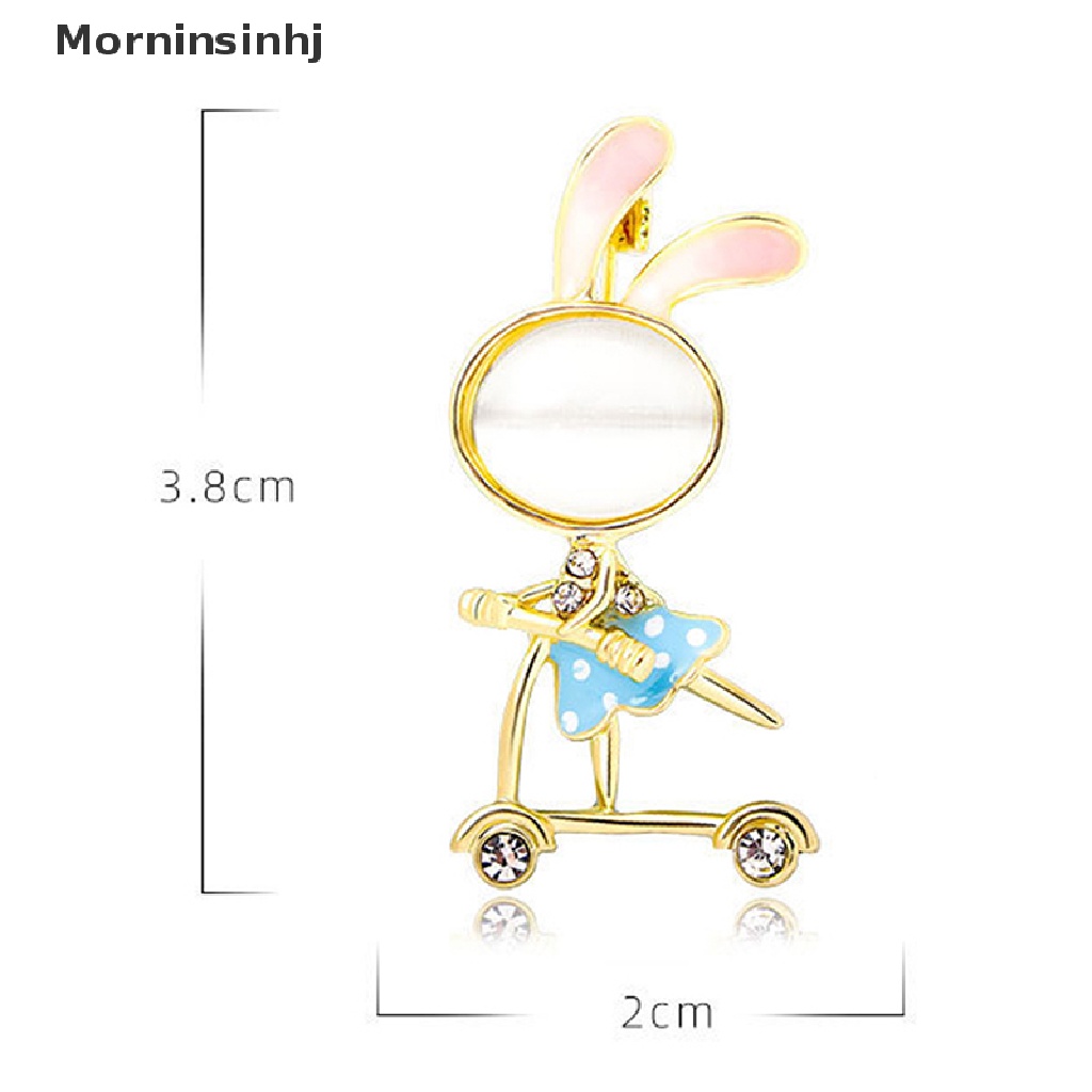 Mornin Opal Bunny On Skateboard Bros Untuk Wanita Kartun Rabbite Pin Enamel Hewan Pin Aksesoris Pakaian Fashion Perhiasan Hadiah id