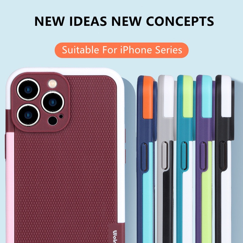 IPHONE Ultra Slim Color Hybrid Anti-slip Shockproof Phone Case Untuk Iphone14 Pro Max13 Pro14 plus Lembut TPU Silicon Cover Untuk Iphone12 12 Pro max