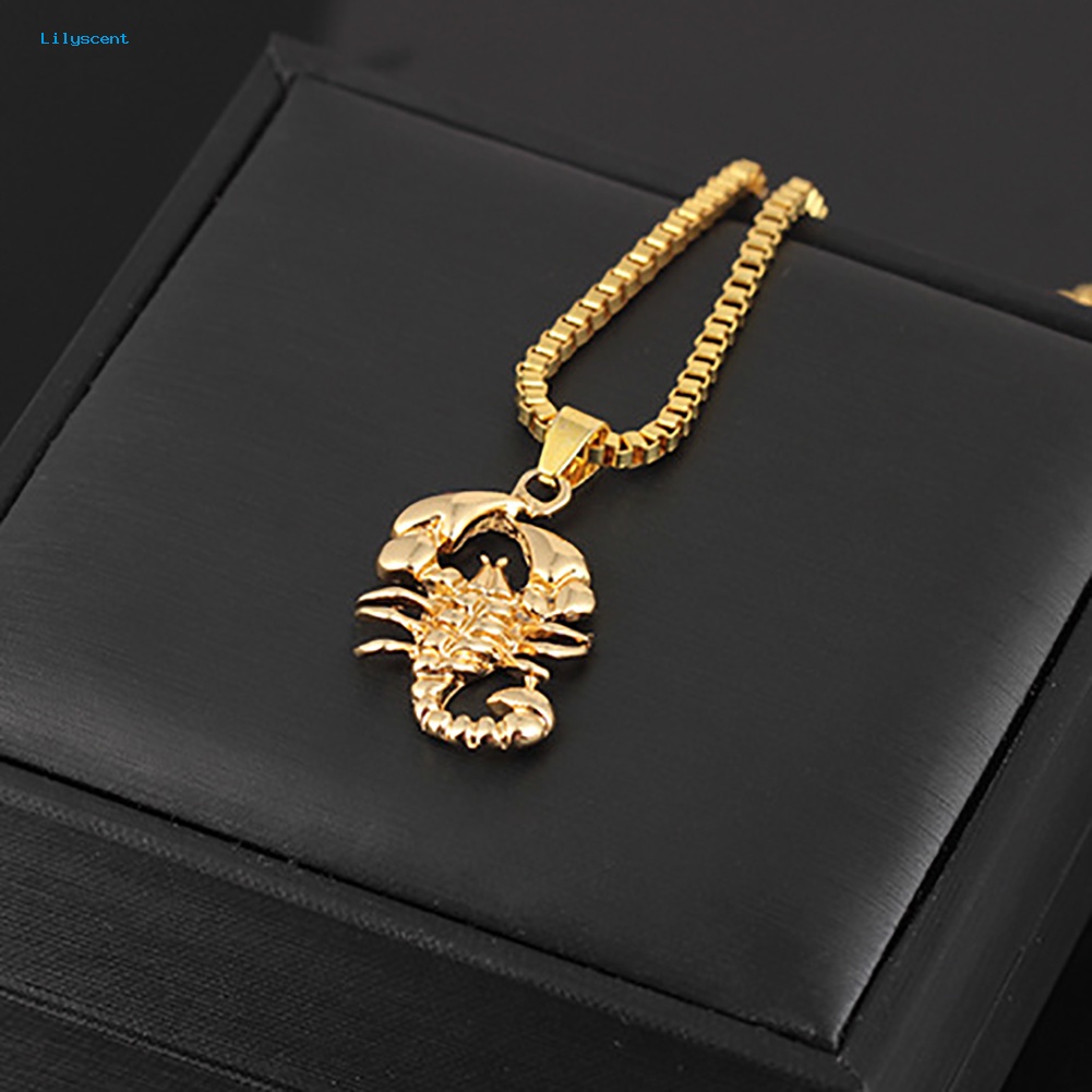 Lilyscent Fashion Pria Golden Scorpion Pendant Hip-hop Rantai Kalung Pesta Club Hadiah