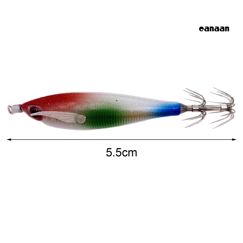 Cnn-5.5cm Kait Cumi Udang Dengan Efek Bercahaya Simulasi Angling Plastik Luminous Wooden Shrimp Squid Hooks Outdoor Fishing