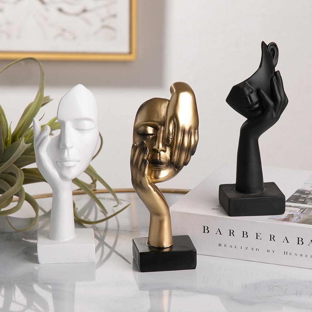 Populer Patung Abstrak Luxury Resin Art Kerajinan Tangan Figurine Wajah Karakter