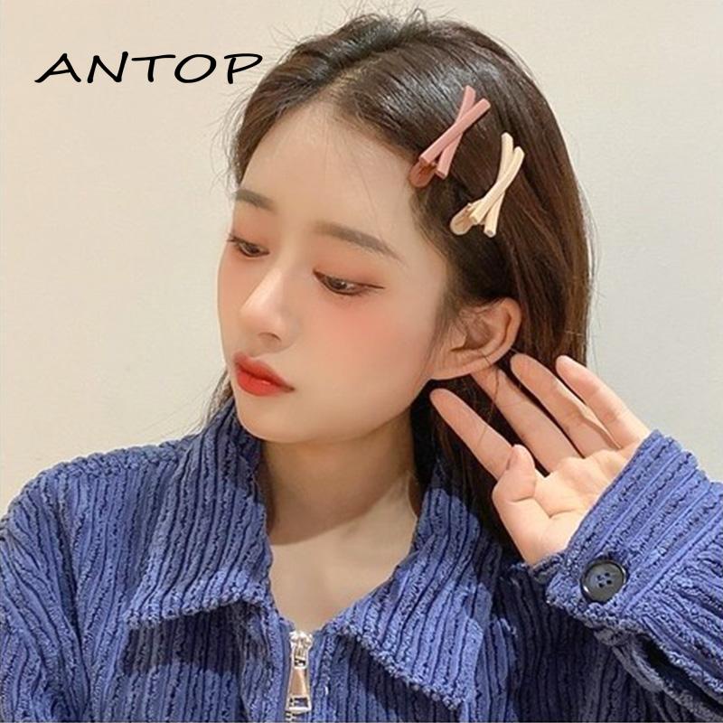 [Antop Termurah] Frosted Cross Hair Clip Jepit Rambut Sederhana Warna Permen Manis Klip Samping Poni Klip