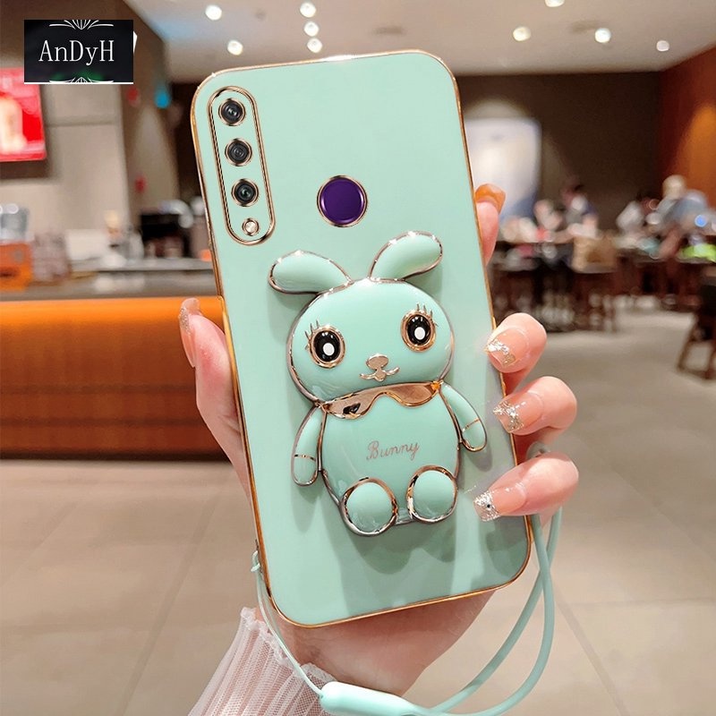 Andyh Case Handphone Untuk Huawei Y6P 2020 Y8P 2020p20 Pro P20 Lite Kartun Lucu Kelinci Kecil Tepi Lurus Soft Shell Mengirim lanyard Silikon