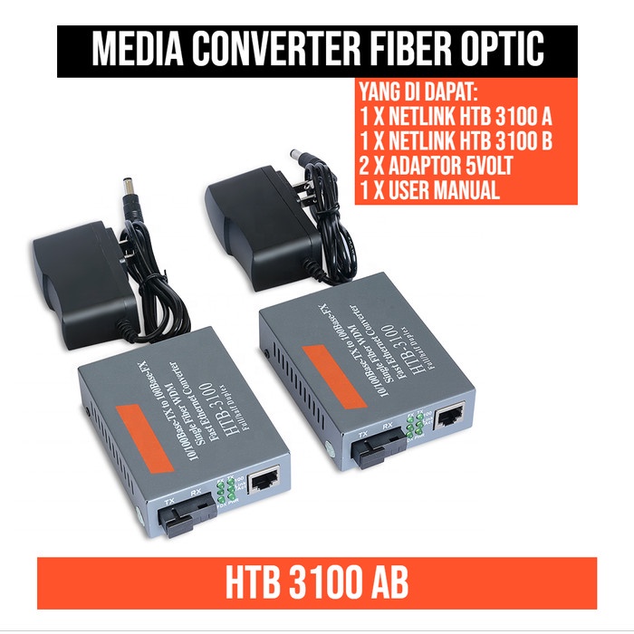 NetLink HTB 3100 AB HTB3100 Media Converter Fiber Optic FO Konverter