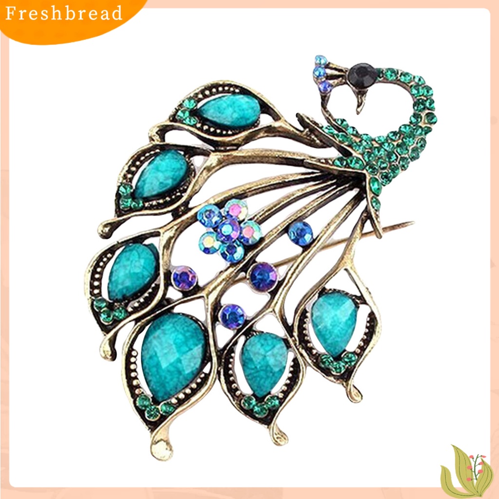 &lt; Freshbread &gt; Bros Berlian Imitasi Dekorasi Berbentuk Merak Alloy Wanita Fashion Brooch Gesper Untuk Syal