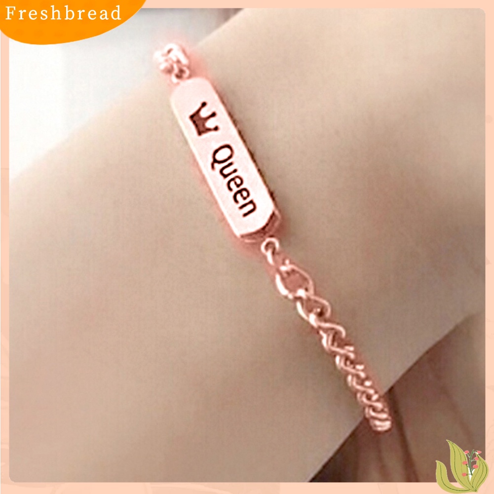 &lt; Freshbread &gt; Sederhana Raja Ratu Surat Pasangan Bangle Pria Wanita Gelang Fashion Perhiasan Rantai