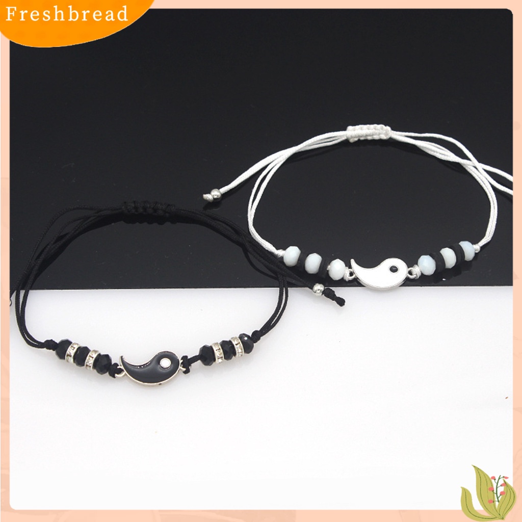 &lt; Freshbread &gt; 2Pcs Gelang Couple Adjustable Bahan Alloy Anti Karat Tidak Luntur Bergaya Gelang Liontin Untuk Wanita