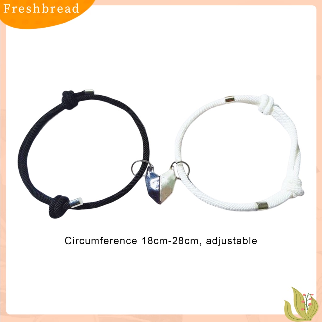 &lt; Freshbread &gt; 1pasang Gelang Couple ic Cinta Romantis Unisex Bentuk Hati Panjang Yang Dapat Disesuaikan Pria Bracelet Jewelry