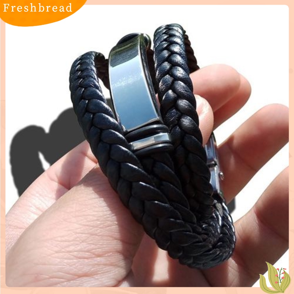 &lt; Freshbread &gt; Pria Panjang Multi-layer Gelang Tali Kulit Imitasi Dikepang Memutar Bangle Perhiasan