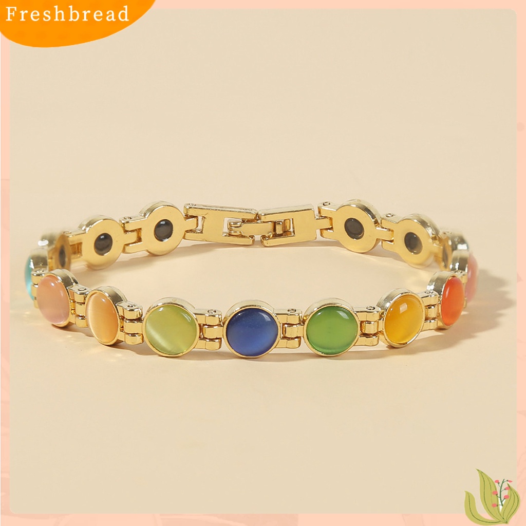 &lt; Freshbread &gt; ic Gelang Terapi Berlapis Emas Menghilangkan Kelelahan Perhiasan Fashion Batu Mata Kucing Mengkilap Bangle Kuat Untuk Kehidupan Sehari-Hari