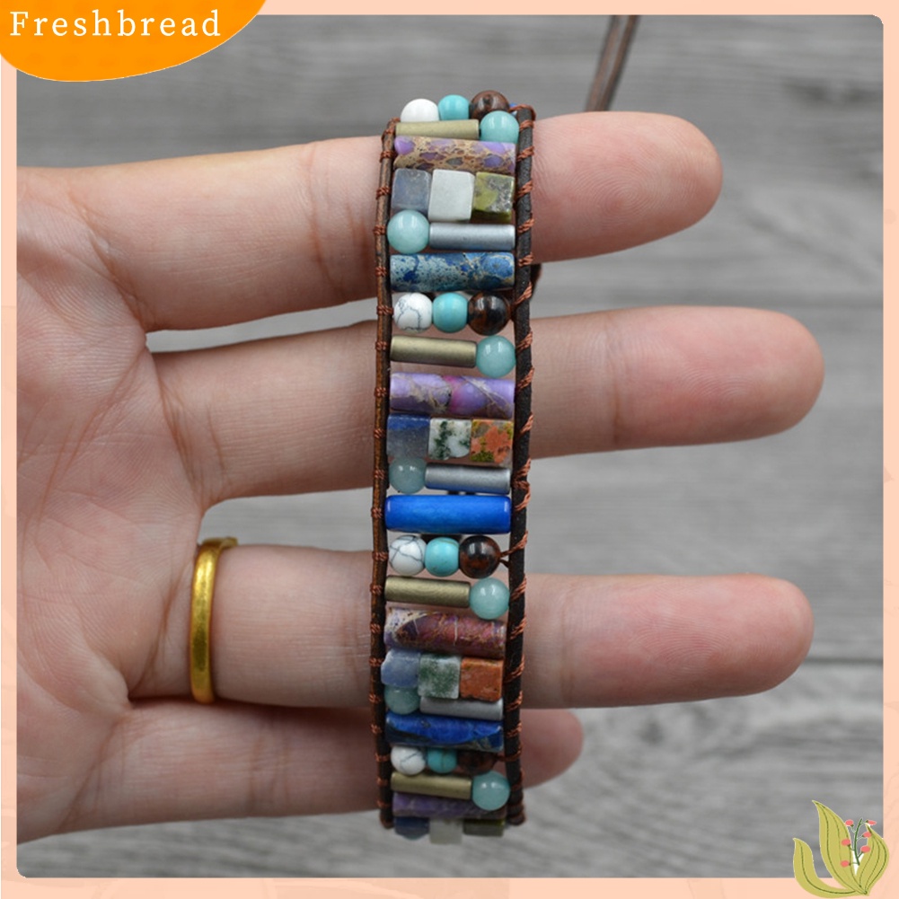 &lt; Freshbread &gt; Boho Wanita Multicolor Multilayer Kulit Imitasi Menenun Permata Manik-Manik Gelang Perhiasan