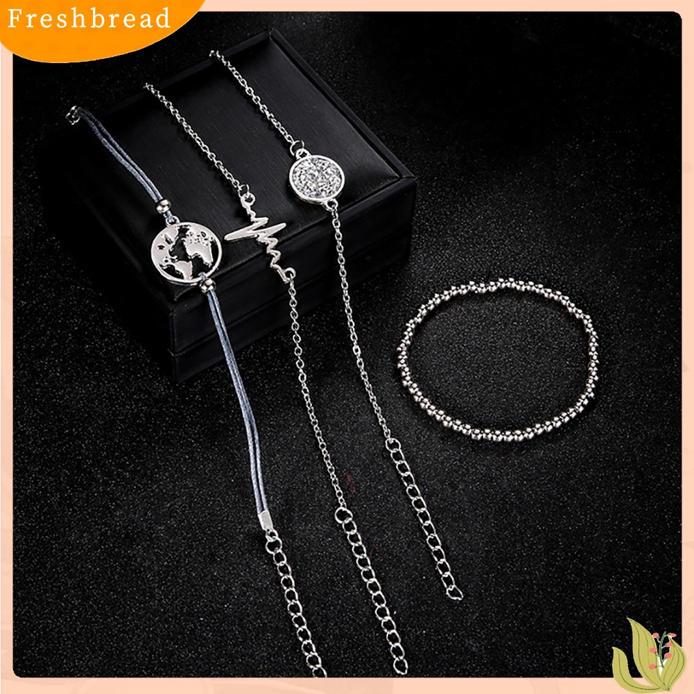 &lt; Freshbread &gt; 4Pcs/Set Wanita Fashion Berongga Bumi Detak Jantung Manik-Manik Perhiasan Pesona Rantai Gelang