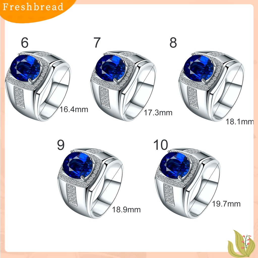 &lt; Freshbread &gt; Mewah Pria Cubic Zirconia Berlian Imitasi Bertatahkan Jari Cincin Perhiasan Hadiah