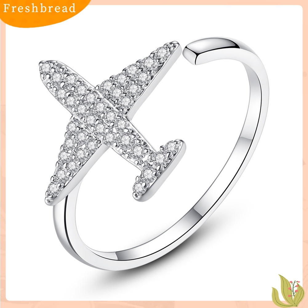 &lt; Freshbread &gt; Wanita Keren Berlian Imitasi Pesawat Manset Cincin Pernikahan Janji Pertunangan Pesta Jewely