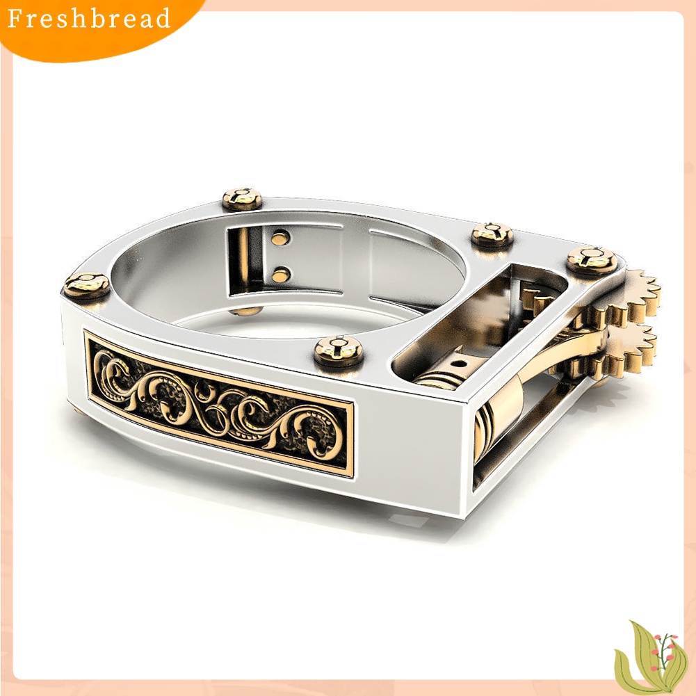 &lt; Freshbread &gt; Punk Pria Wanita Mekanik Gear Geometris Band Jari Cincin Pesta Perhiasan Hadiah