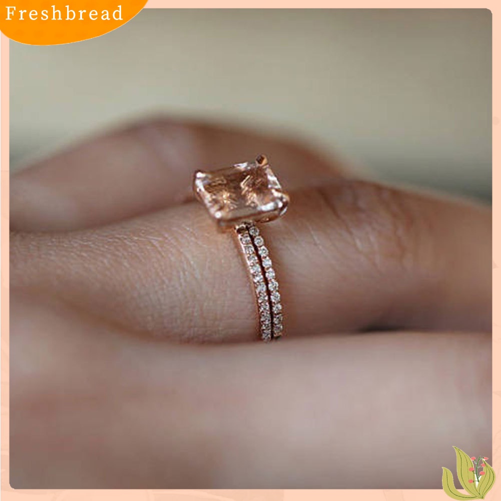 &lt; Freshbread &gt; 2 Pcs Indah Rose Gold Cincin Anniversary Wanita Perhiasan Hadiah Pesta Ulang Tahun