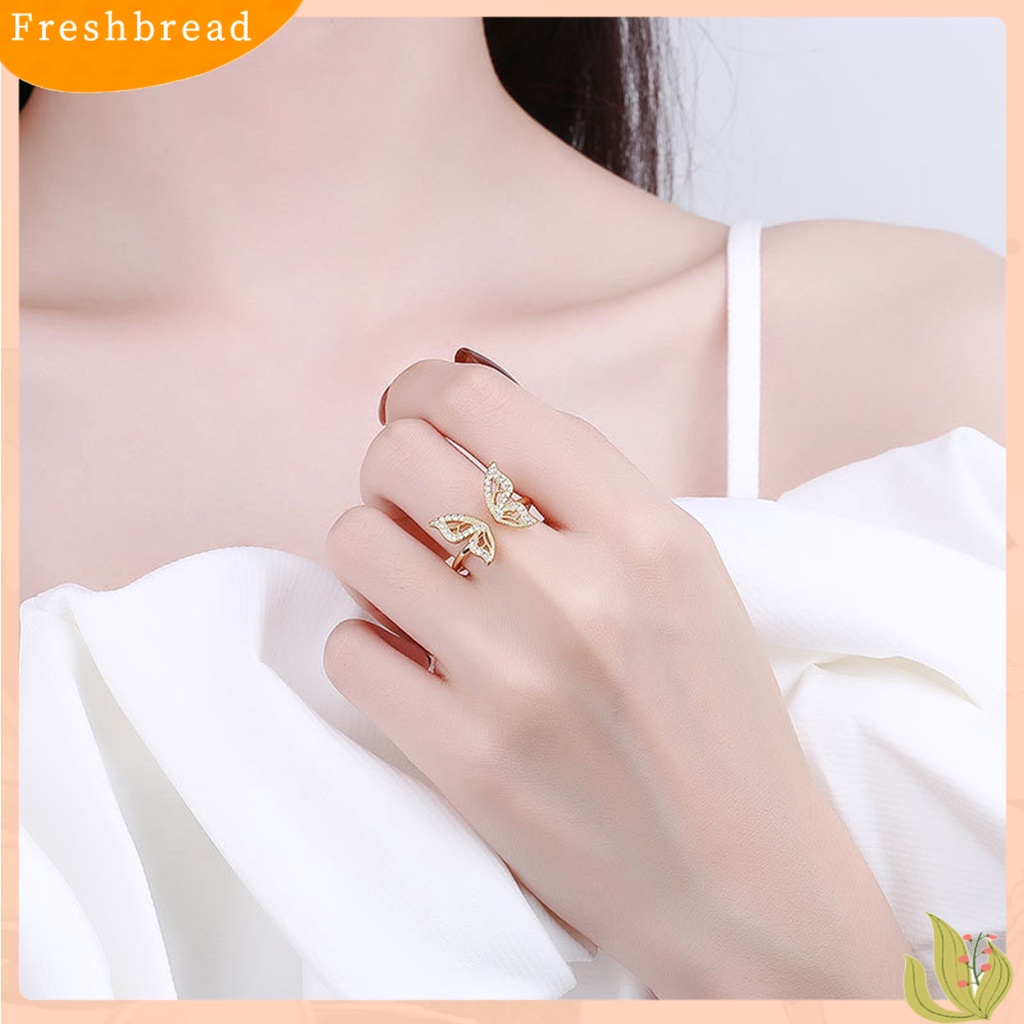 &lt; Freshbread &gt; Wanita Cincin Geometris Berlian Imitasi Mengkilap Hias Sparkling Adjustable Opening Hias Hadiah Butterfly Knuckle Ring Charm Perhiasan Untuk Pacaran