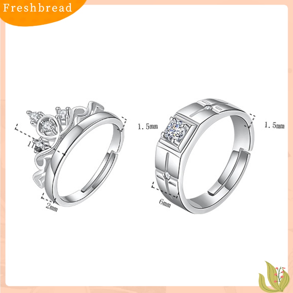 &lt; Freshbread &gt; Cincin Kawin Cinta Romantis Shiny Matching Bentuk Mahkota Pernikahan Circlet Fashion Jewelry