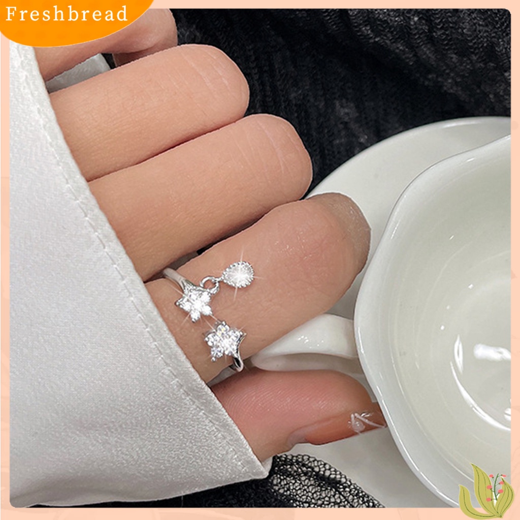 &lt; Freshbread &gt; Cincin Midi Dekorasi Tetesan Air Berbentuk Bintang Bertatahkan Zirkon Kepribadian Pembukaan Yang Dapat Disesuaikan Aksesori Wanita Jari Telunjuk Terbuka Cincin Untuk Pertunangan