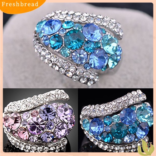 &lt; Freshbread &gt; Cincin Kristal Bening Wanita Lapis Emas 9K Berlian Imitasi Perhiasan Pernikahan Ukuran 6-9