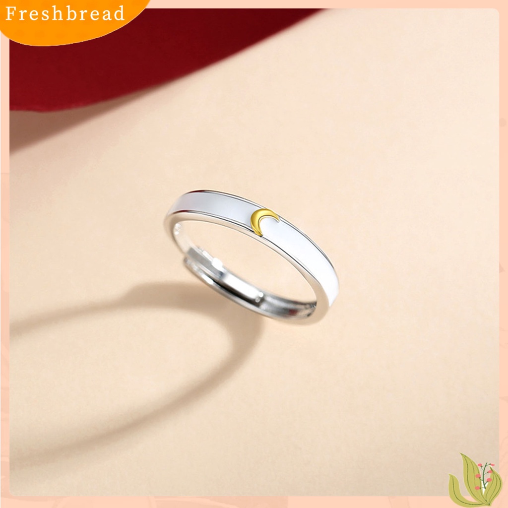 &lt; Freshbread &gt; Pasangan Cincin Pembukaan Adjustable Minimalis Hypoallergenic Tembaga Halus Hadiah Perhiasan Fashion Bulan Sabit Matahari Pria Wanita Jari Cincin Untuk Harian