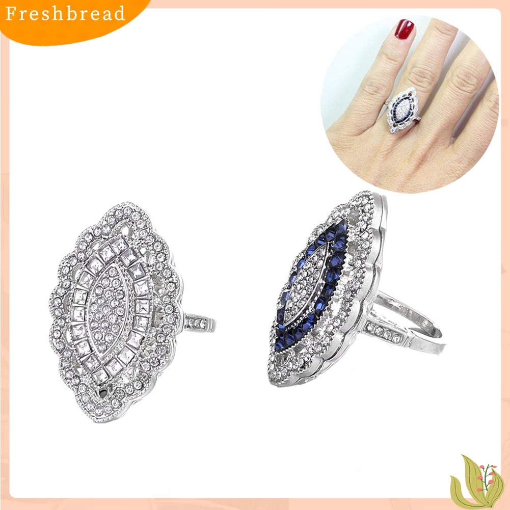 &lt; Freshbread &gt; Elegan Marquise Bentuk Berlian Imitasi Bertatahkan Pesta Pernikahan Wanita Pesona Perhiasan Cincin