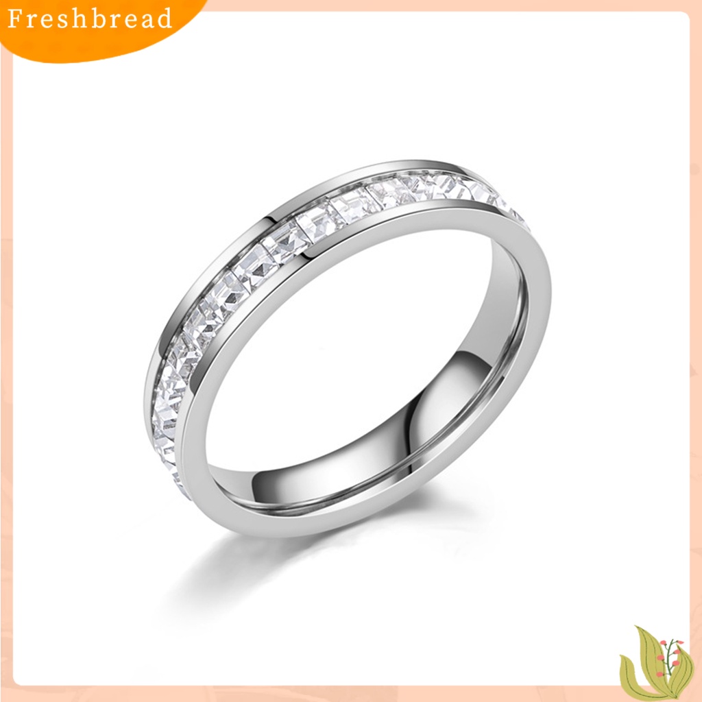 &lt; Freshbread &gt; Permukaan Halus Cincin Pasangan Mulia Persegi Cubic Zirconia Cincin Kawin Perhiasan Aksesori