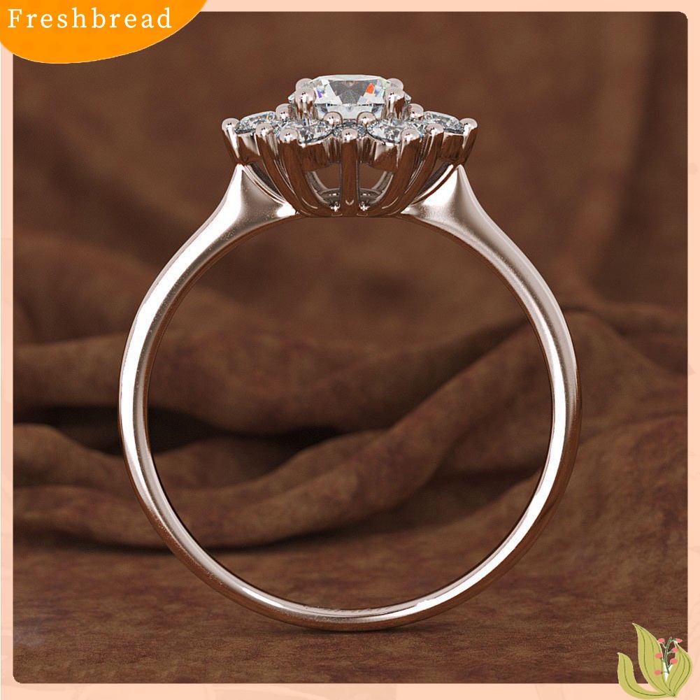 &lt; Freshbread &gt; Fashion Wanita Snowflake Bunga Cubic Zirconia Disepuh Mengusulkan Jari Cincin Perhiasan