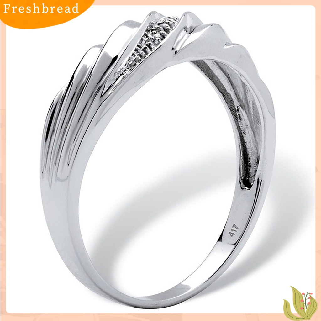 &lt; Freshbread &gt; Two-tone Indah Pernikahan Band Permukaan Halus Memutar Berlian Imitasi Wanita Cincin Pesona Perhiasan