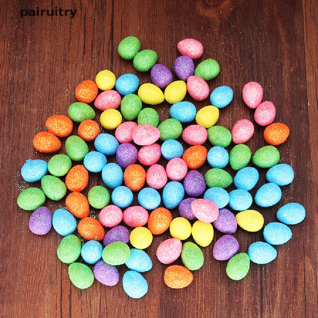 Prt 80pcs/bag Glitter Telur Paskah Warna Warni Busa Burung Merpati Telur DIY Craft Hadiah PRT