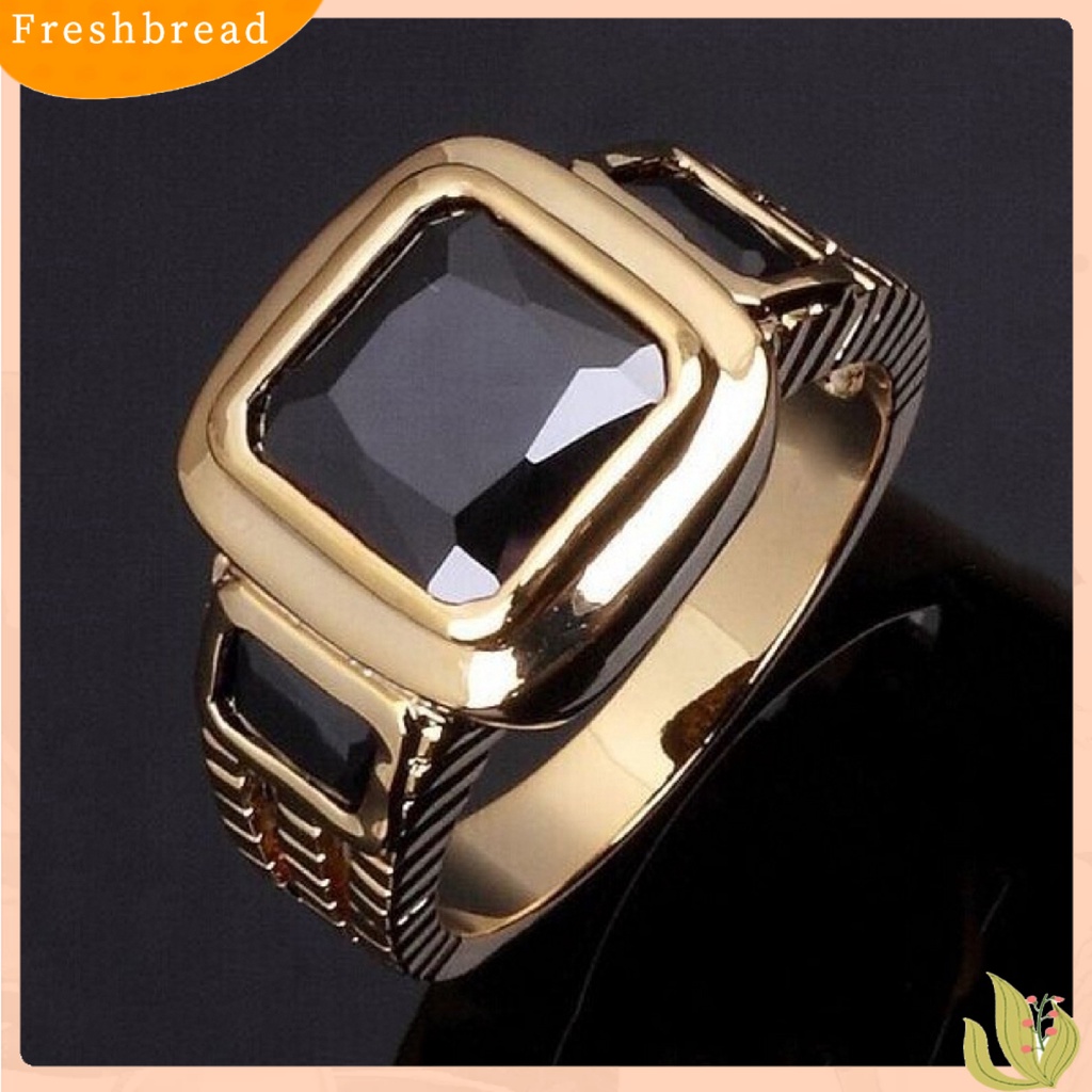 &lt; Freshbread &gt; Cincin Bentuk Persegi 4warna Cincin Pria Bisnis Bahan Stainless Steel Untuk Kehidupan Sehari-Hari