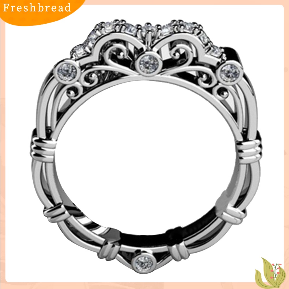 &lt; Freshbread &gt; 2Pcs/Set Pertunangan Pernikahan Retro Wanita Berlian Imitasi Ukir Jari Cincin Perhiasan