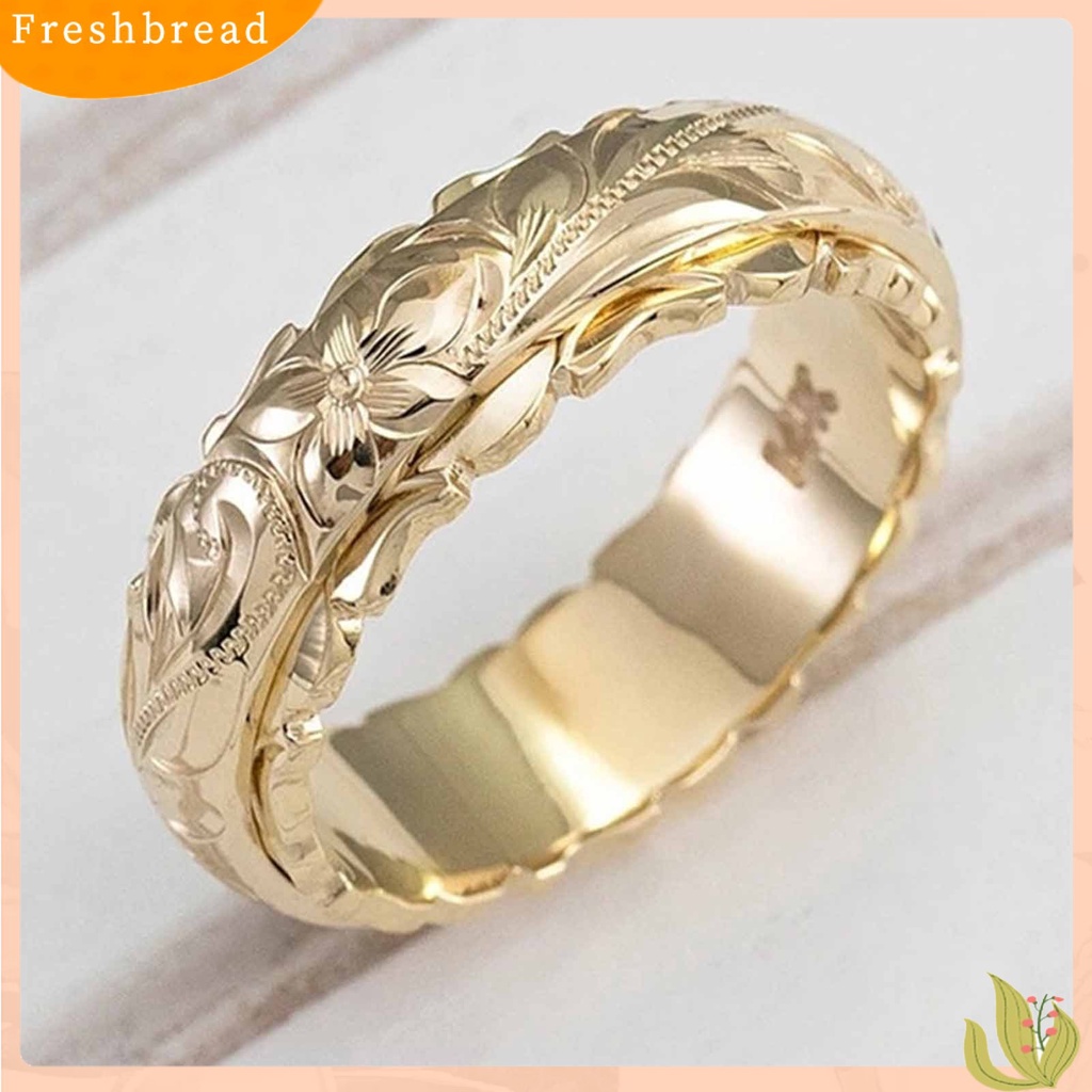 &lt; Freshbread &gt; Wedding Band Tangan Ukir Vintage Alloy Wanita Bunga Mawar Cincin Pertunangan