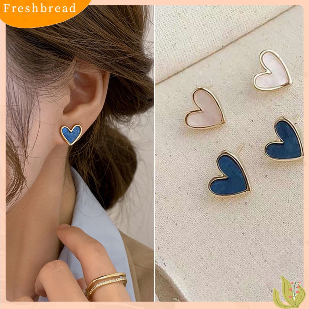 &lt; Freshbread &gt; 1pasang Alloy Ear Studs Halus Electroplating Bentuk Hati Stud Earrings Aksesoris Telinga