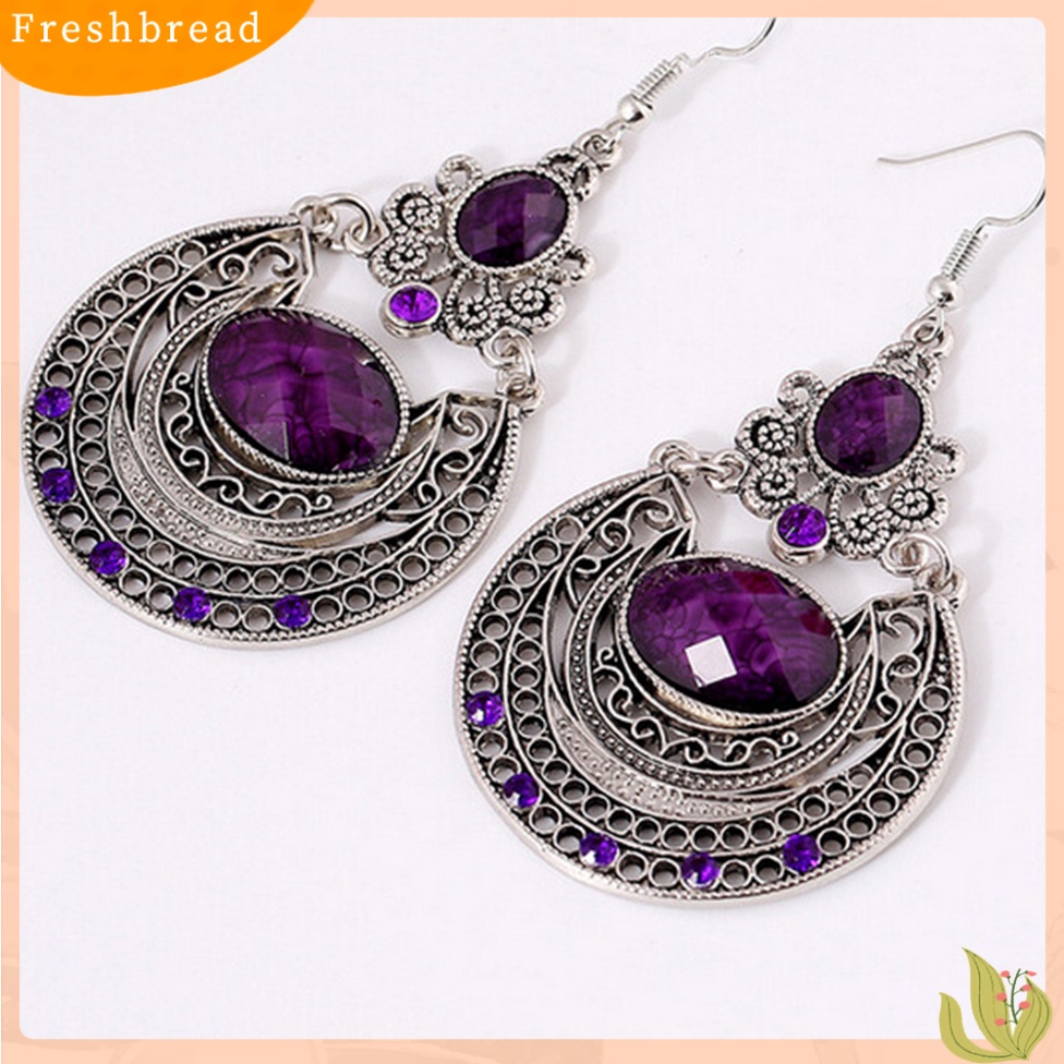 < Freshbread > Bohemia Lady Berongga Berlian Imitasi Hias Menjuntai Kait Anting Pesta Perjamuan Perhiasan