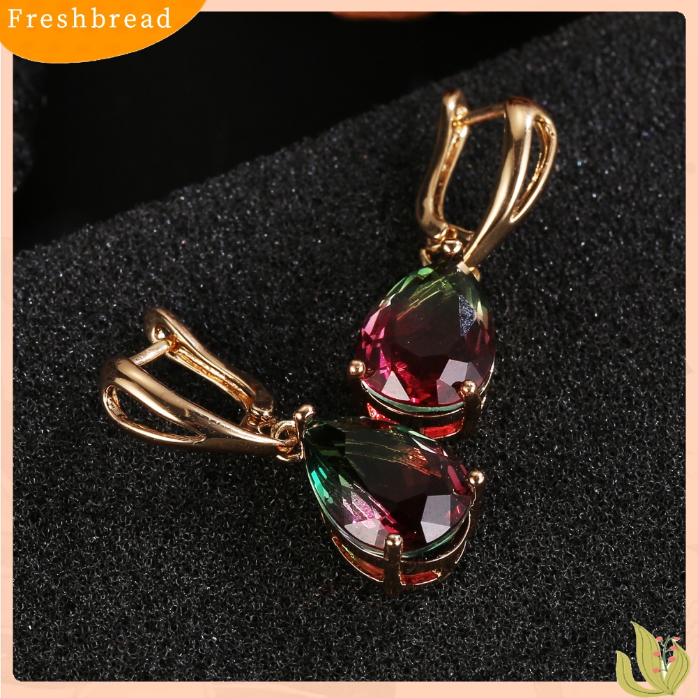 &lt; Freshbread &gt; Christmas Lady Teardrop Faux Gemstone Hias Menjuntai Leverback Earrings Hadiah Xmas