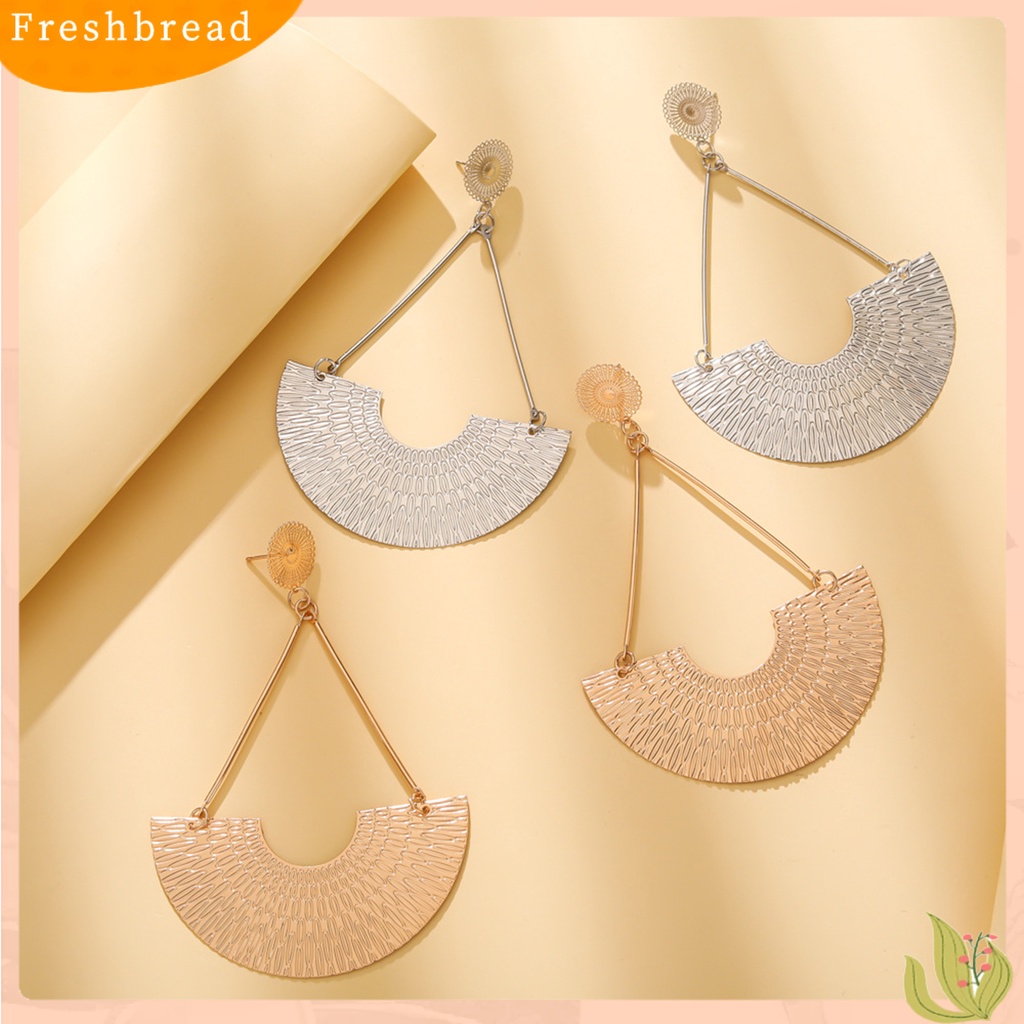 &lt; Freshbread &gt; 1pasang Anting Drop Mengukir Pola Gaya Etnik Berlebihan Berbentuk Kipas Geometris Telinga Ornamen Kepribadian Bohemia Anting Menjuntai Besar Untuk Pacaran