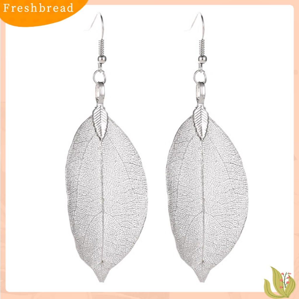 &lt; Freshbread &gt; 1pasang Anting Wanita Stainless Bentuk Daun Hidup Anting Menjuntai Tahan Lama Untuk Pakaian Sehari-Hari