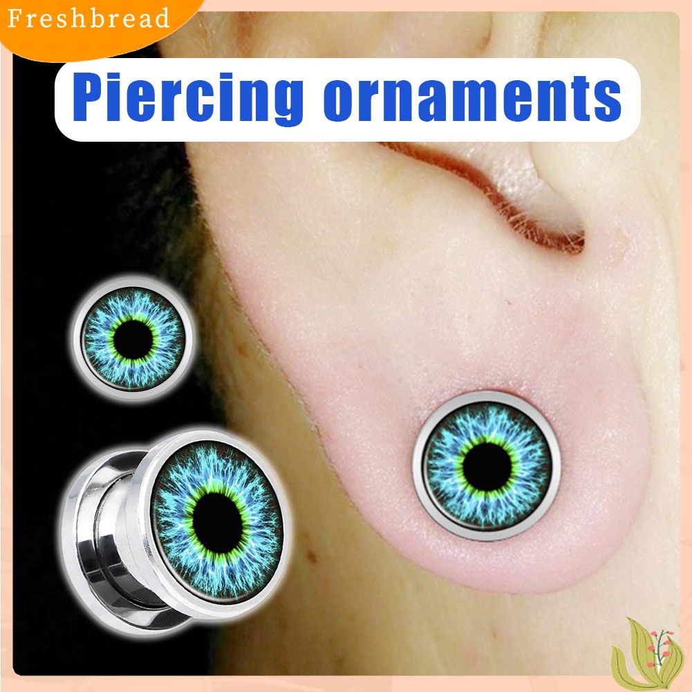 &lt; Freshbread &gt; 1Pc Unisex Enamel Bola Mata Ear Plug Tunnel Expander Stretcher Piercing Perhiasan