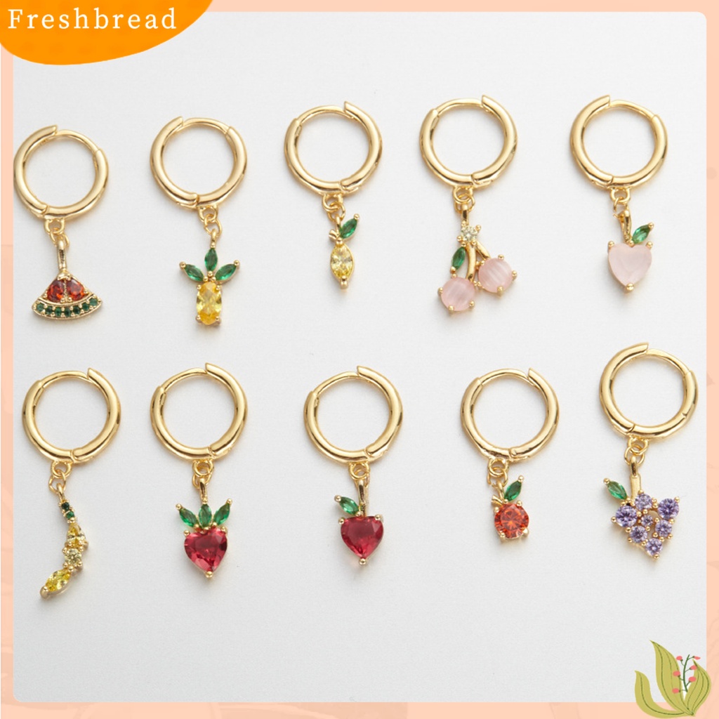 &lt; Freshbread &gt; 1Pc Anting Menjuntai Anggur Warna-Warni Berlian Imitasi Perhiasan Anting Hoop Buah Untuk Pakaian Sehari-Hari