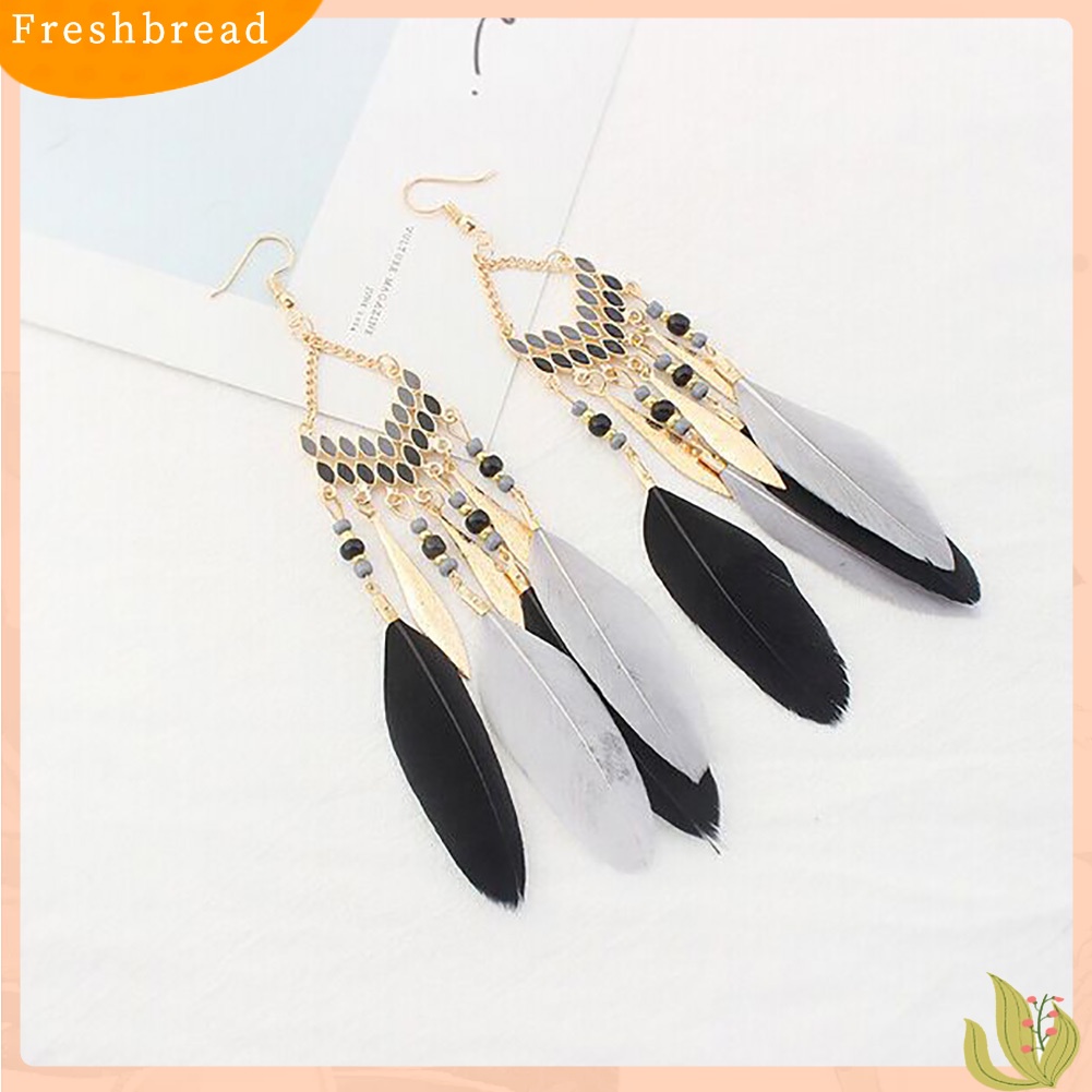 &lt; Freshbread &gt; Vintage Panjang Menjuntai Bulu Boho Kait Anting Wanita Menawan Perhiasan Hadiah