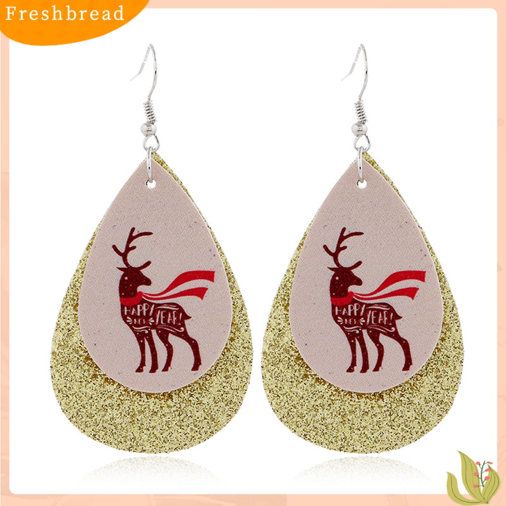 &lt; Freshbread &gt; Wanita Santa Claus/Snowman/Elk Kulit Imitasi Natal Drop Hook Anting Hadiah